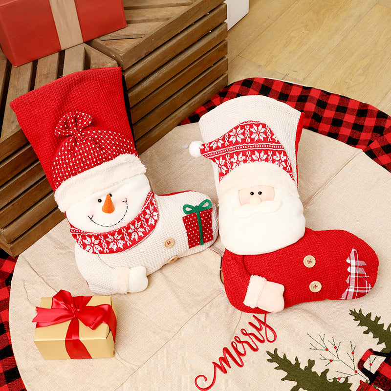 Large Red & White Knitted Christmas Stocking
