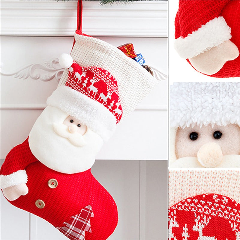 Large Red & White Knitted Christmas Stocking
