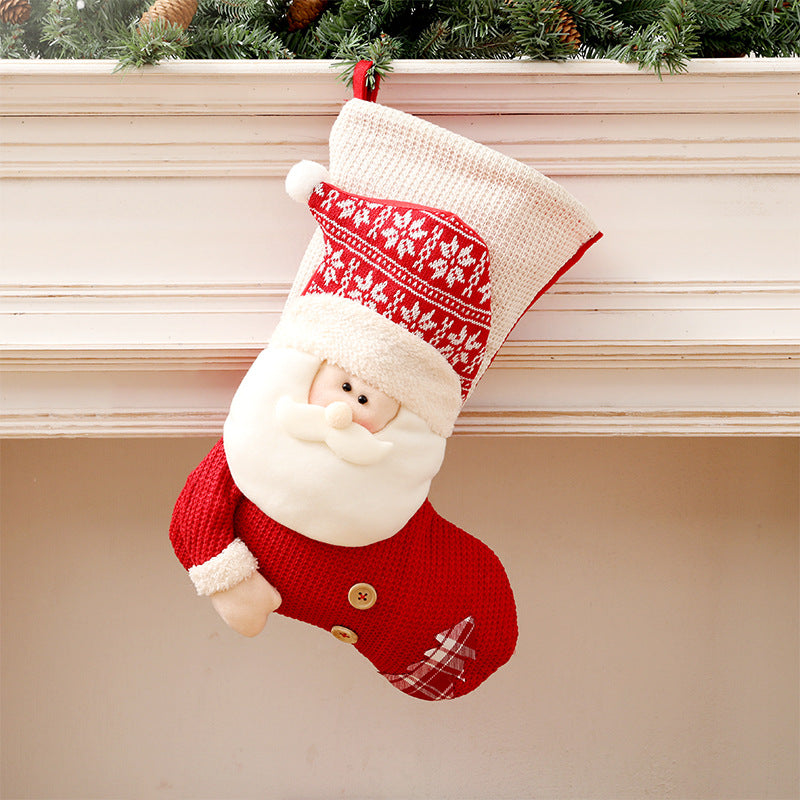 Large Red & White Knitted Christmas Stocking
